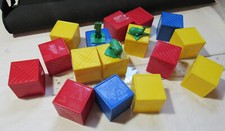 Vintage Tupperware Lot Of 16 Busy Blocks Toys Red, Blue, Yellow Figurine Toys