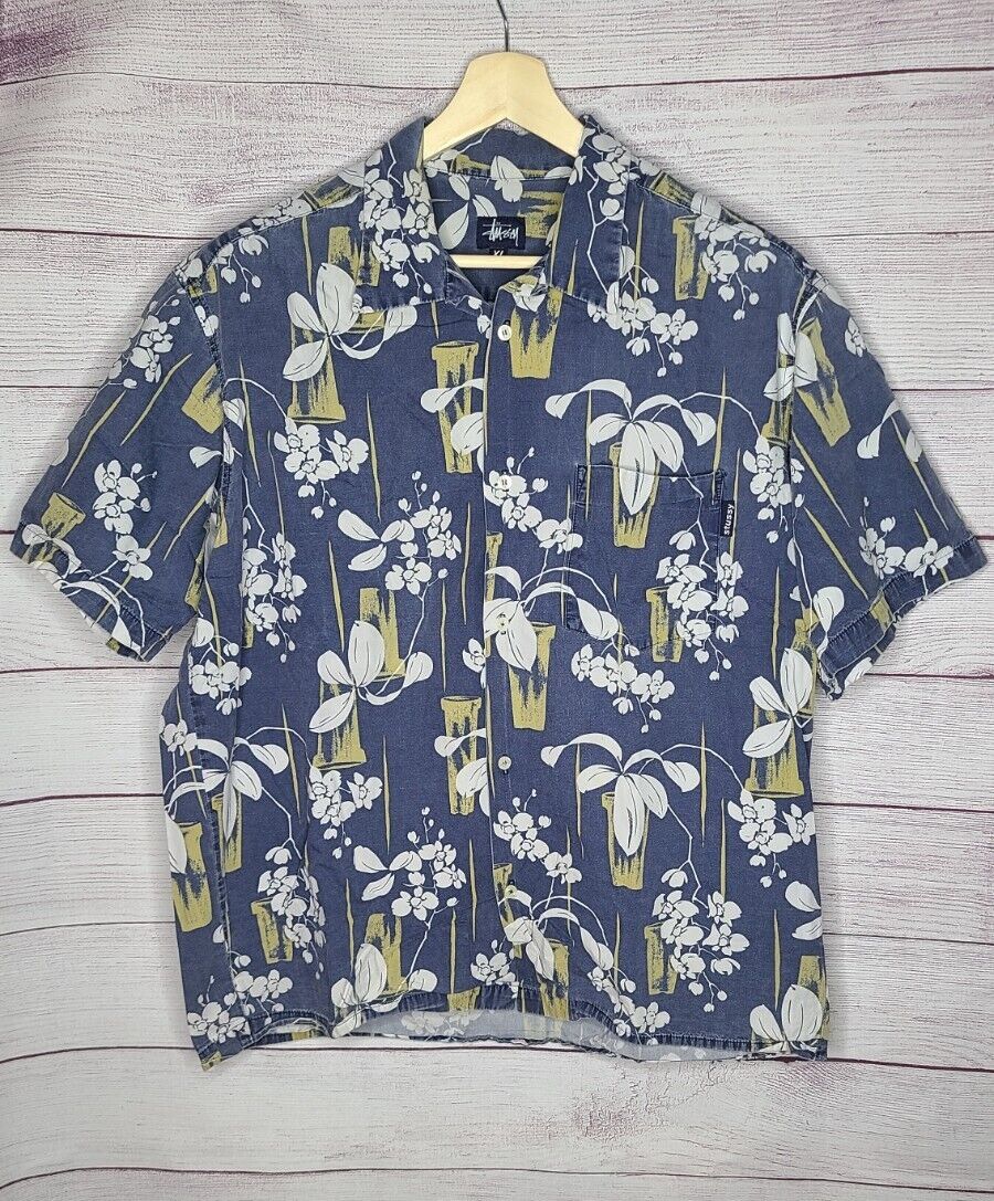 Vintage 90s Stussy Hawaiian Button Up Shirt Mens XL Rayon Vintage 90s Stussy Hawaiian Button Up Shirt Mens XL Rayon