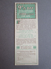 Vintage BOOKMARK Prudential Assurance Co 9d a Day Income of £100 Year 1931 Ad