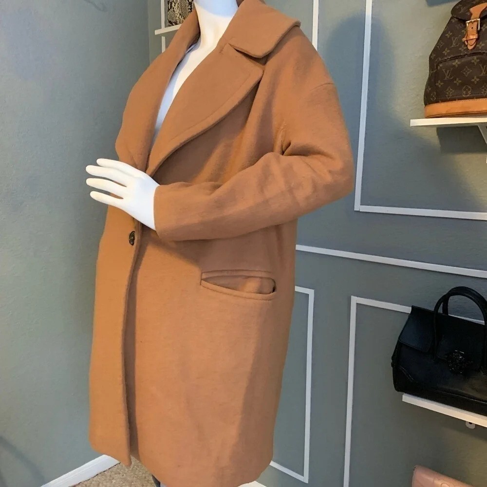 Zara Camel Double Breasted Buttoned Oat Size Xl. - image 2