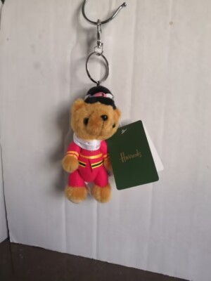 Harrods Jointed Beefeater Bear Schlüsselanhänger mit Etikett 13 cm hoch #611