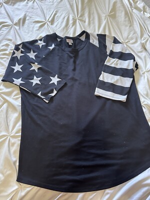 Lularoe 2XL Randy Flag Sleeves Black And Cream GUC