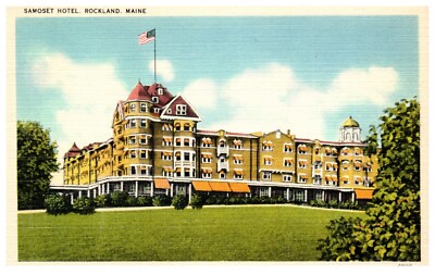 Linen Postcard Samoset Hotel Rockland Maine White Border 1940s or 1950s