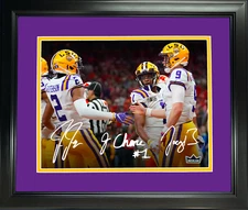 Framed Joe Burrow Justin Jefferson Chase Facsimile Engraved Auto 12"x15" Photo