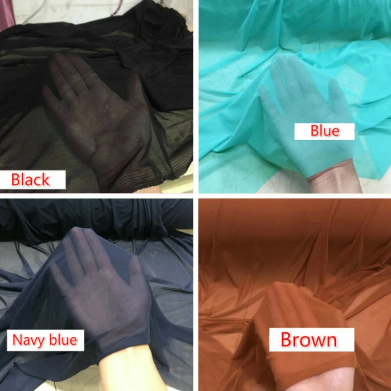 4 Way Stretch Mesh Fabric Net Cloth Sheer Elastane Swimwear Lining Material DIY - Image 4 of 4