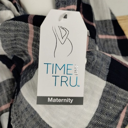 Camisa Time and Tru Maternity Misses Grande Tejida con Botones Top Azul a Cuadros - Imagen 8 de 10