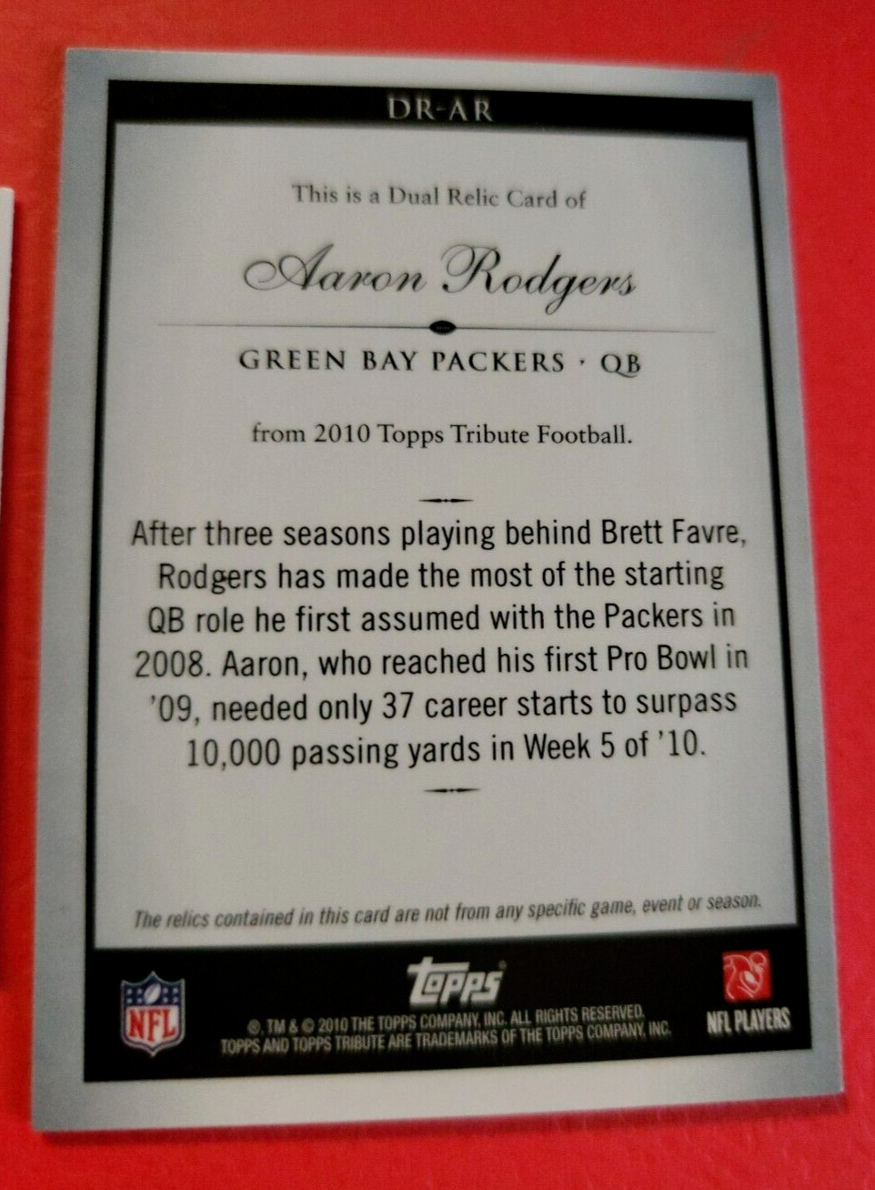 AARON RODGERS GAME USED JERSEY CARD #17/45+2007 PLAYOFF PRESTIGE jersey Steelers view 3