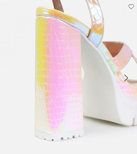 Simmi Shoes London Roshan IRIDESCENT FAUX SNAKE PRINT PLATFORM BLOCK HEELS Sz 6 - 第 6/7 張圖片