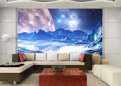 3D Planet Berg M1221 Tapete Wandbild Selbstklebend Abnehmbare Aufkleber Romy