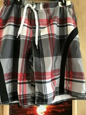 Ocean Pacific men s plaid multi-color board shorts size 36-38 polyester