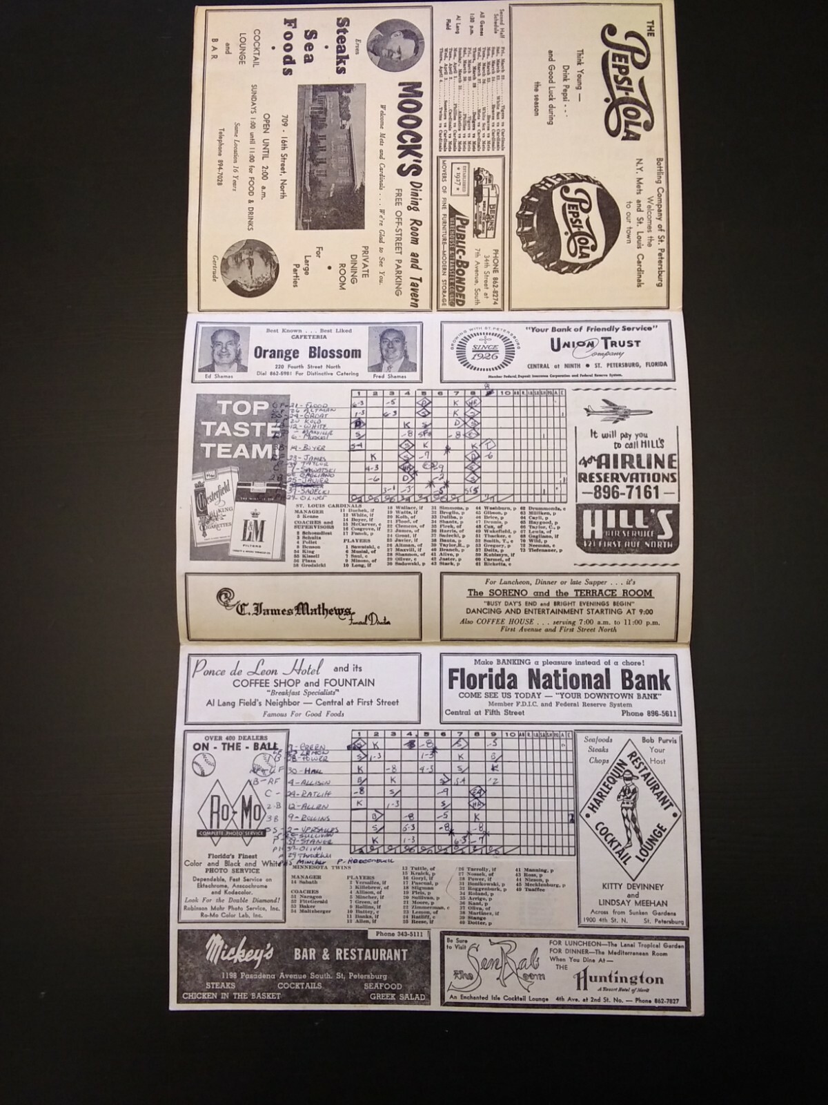 1963 OFFICIAL GRAPEFRUIT LEAGUE SCORECARD PROGRAM (SCORED) Minor league