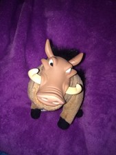 Disney Lion King PUMBA Plush Stuffed Animal Toy Mattel Plastic Face Horns