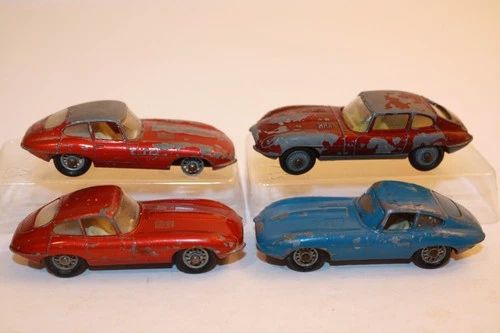 Four (4) Vintage 1960's era Matchbox / Husky Jaguar E-Type Cars