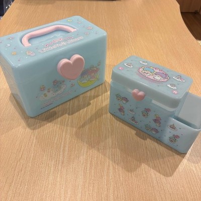 Sanrio Kiki Lala with Handle Box S Size + Drawer Storage Case, Used, Clean,