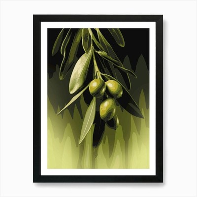 Olivenzweig Kunstdruck gerahmt Wandbild Poster Leinwanddruck Bild