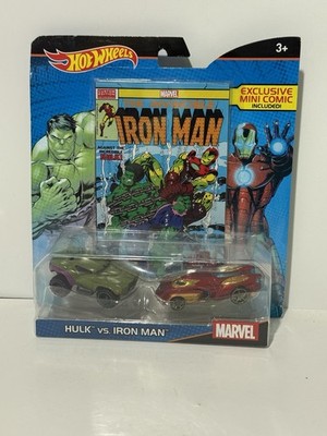 Hot Wheels Marvel Hulk vs. Iron Man with Mini Comic Mattel 2015 NRFP