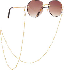 PEARLADA 18K Gold Plated Eyeglass Chain Sunglasses Strap Holder Reading Glasses