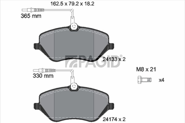 Pagid Bremsbelagsatz Scheibenbremse T1462N FüR Peugeot 607 9D 9U 407 SW HDI 16V-image