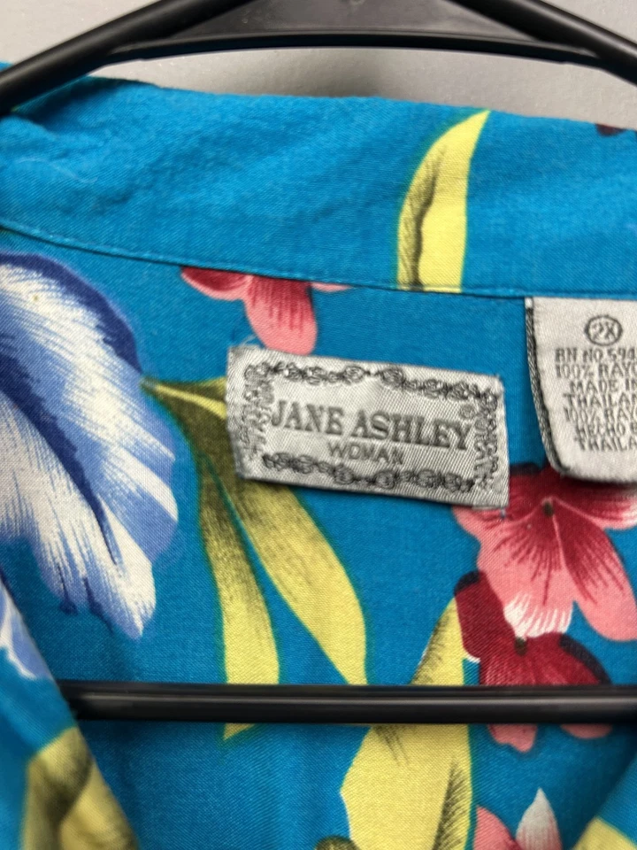 Camisa Jane Ashley Para Hombres 2XL Hawaiana Floral Rayón Abotonada Vacaciones Tropical Foto 4 de 4