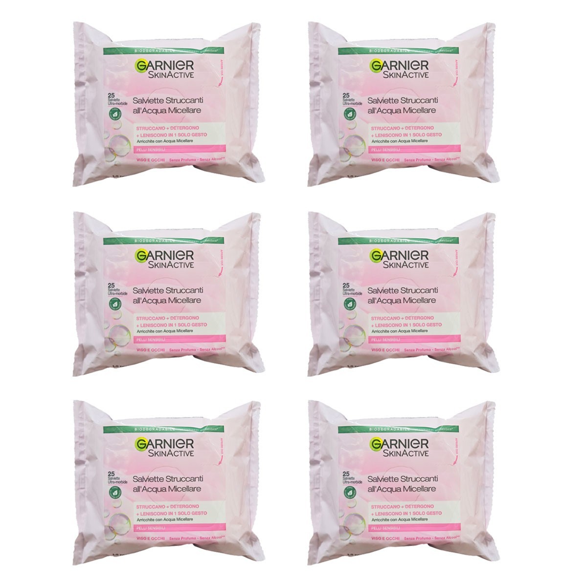 150pz Salviette struccanti viso e occhi Garnier Acqua Micellare pelli sensibili