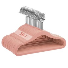 30 Pack Baby Velvet Hangers Pink Non Slip Swivel Hook Space Saving Closet