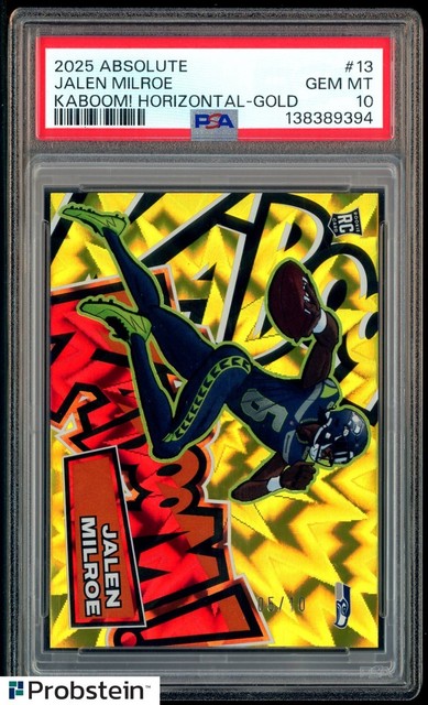 2025 Panini Absolute KABOOM! Gold Jalen Milroe RC Rookie 5/10 PSA 10 GEM MINT