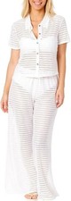 Hurley Women's 2 Piece Crochet Swim Cover Up Set, White, Large