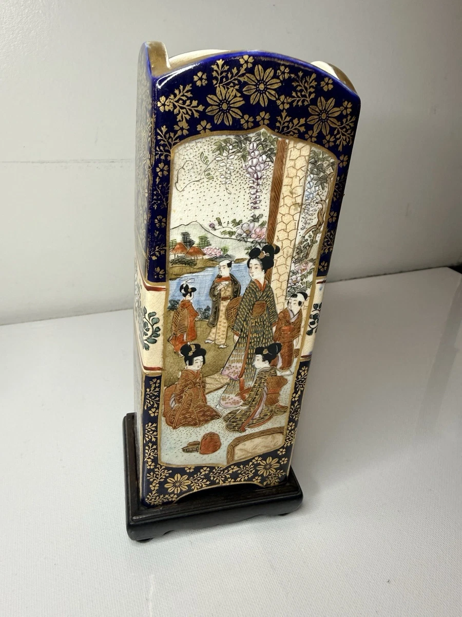 陶瓷多色日本古董花瓶| eBay