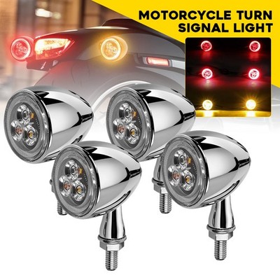 For Harley Davidson Chrome 4X Bullet Turn Signal Brake Running Lights Rear Front