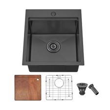 COMLLEN 17x19 Inch Black Drop in Bar Sink, 304 Stainless Steel Utility Kitche...