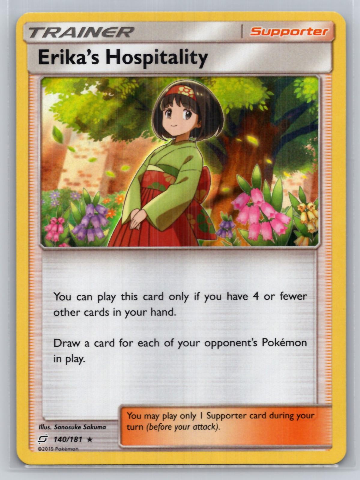 Erika's Hospitality 140/181 Holo Rare Team Up Pokemon Holo Near Mint