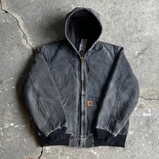 Carhartt J130 BLK black hooded work wear jacket Medium