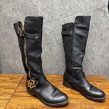 Michael Kors Riding Boots 8 Black Gold Quilte...