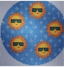 5 GOLDEN SUNS HANDPAINTED NEEDLEPOINT CANVAS by J Holden