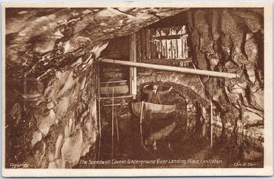 Castleton Vintage Postkarte Speedwell Höhle Fluss Boot Höhle Derbyshire England