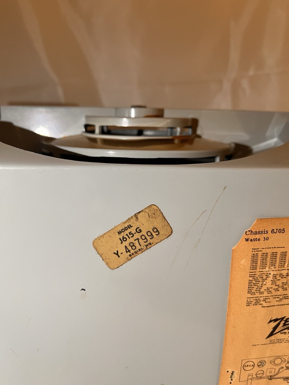 Zenith Model J615-G 1950s MCM Vintage Tube Radio - for PARTS and REPAIR only