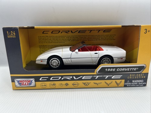 Modèle Réduit Chevrolet Corvette Cabriolet 1986 - Échelle 1/24 - Marque Motormax - Blanche - Neuf
