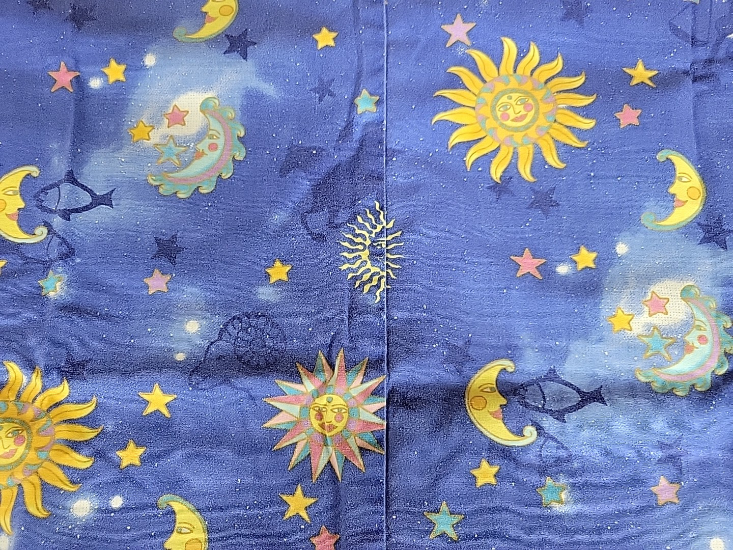 Sun Moon & Stars Simply Basic Blue Medium Scrub T… - image 1