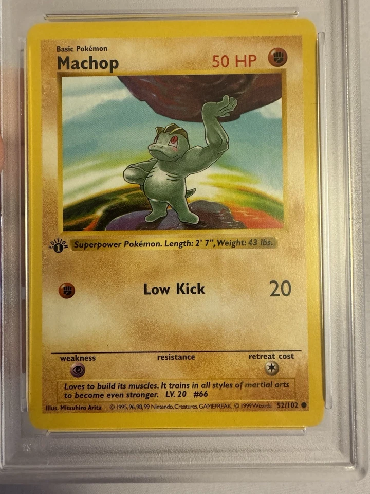 1999 Pokemon - 1st Edition Shadowless Machop - Base Set 52/102 - PSA 9 Mint!! - Image 3 of 4