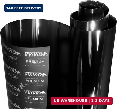 VViViD+ Ultra Gloss Premium Vinyl Car Wrap Film (1.5ft x 5ft, Gloss Piano Black)