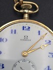 ​1938 Omega Swiss Pocket Watch Working Blue Numerals Gold Filled Wadsworth Chain — photo 6