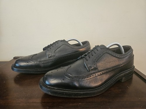 Florsheim Vintage Imperial Black 5 Nail V Cleat Wingtips Made USA Mens Sz 10D