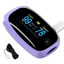 Pulse Oximeter with Respiration Rate, SpO2, PR & PI, Rechargeable Finger Oxygen 
