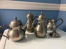 Set tè/caffè vintage Fein Zinn Peltro 95% PEWTER Made in Italy set 4 pezzi Mark