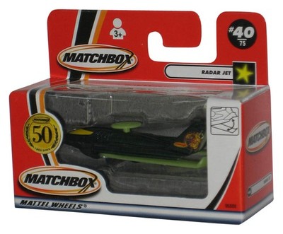 Matchbox Radar Jet (2001) Mattel Blue & Green Toy Plane #40/75 - (Box Packaging)