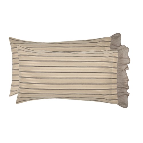 Farmhouse King Pillow Case Set of 2 Creme Sawyer Mill Bedroom Decor VHC Brands - Picture 5 of 6