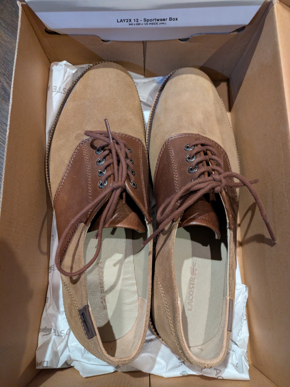Lacoste Men's Casual Shoe, Size 10, Leather/Suede Brown, New In Box