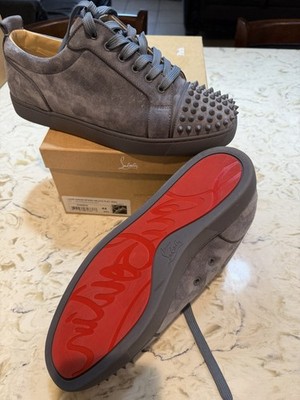 Christian Louboutin Louis Junior Spikes Orlato Gray Suede Men's