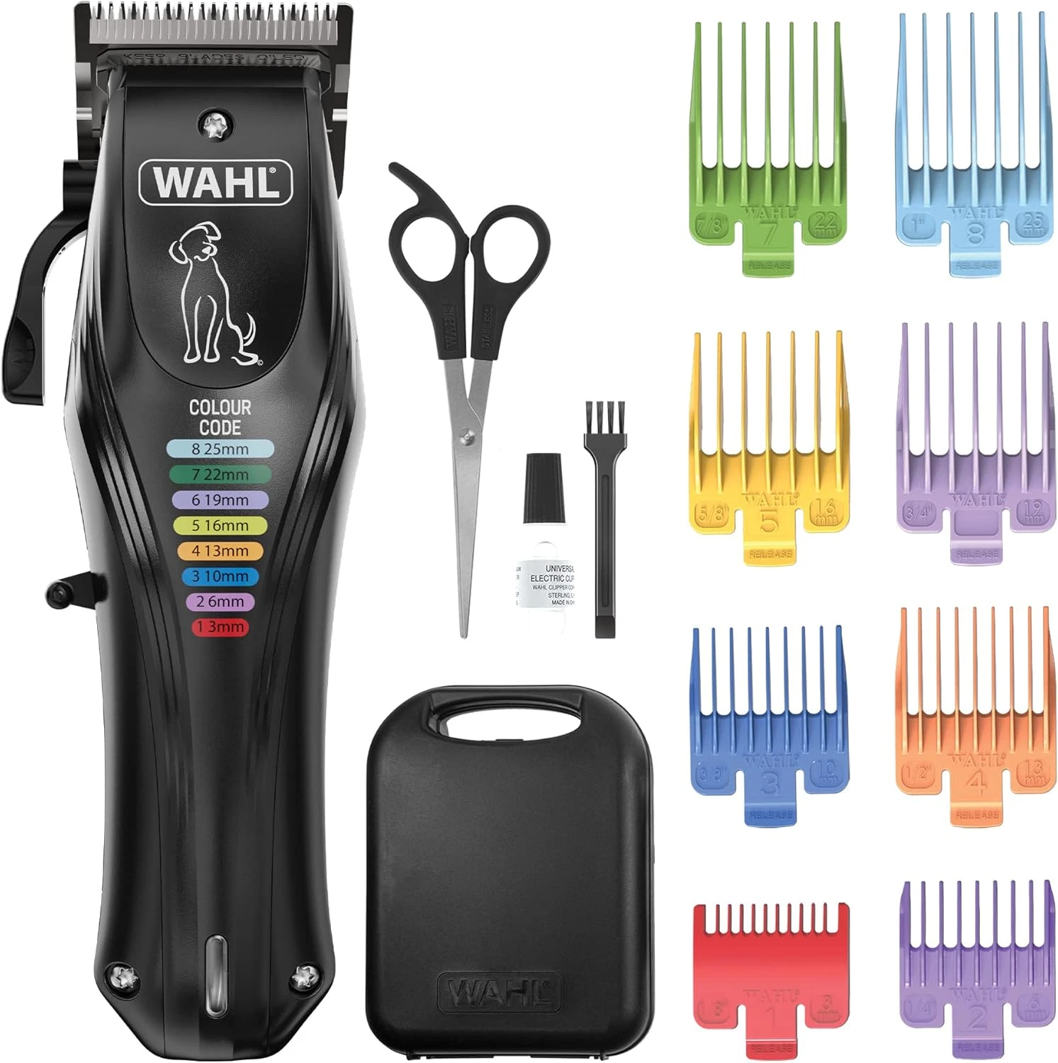 Wahl Colour Pro Rechargeable Pet Clipper Cord/Cordless 120Min 8 Combs 3-25mm
