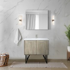 Rustic Acacia Bath Vanity 36 in. W x 20 in. D, White Quartz Top and Brushed Ni